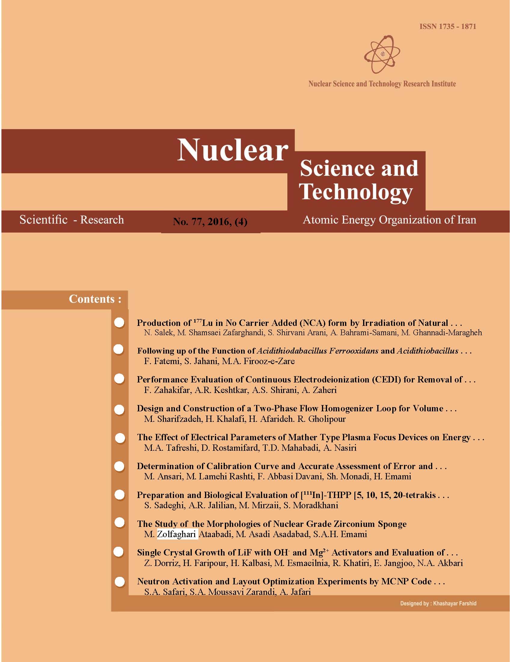 Journal of Nuclear Science, Engineering and Technology (JONSAT)